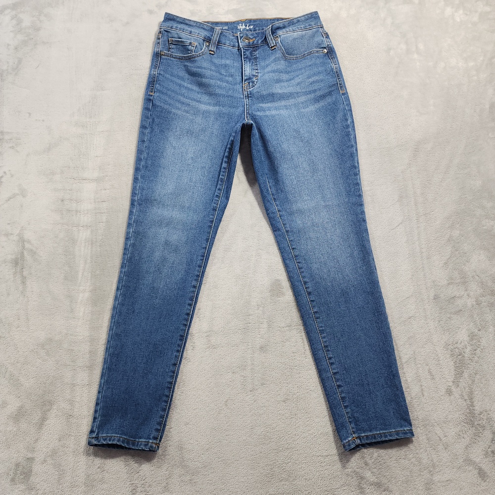 Style&co Jeans Womens 8 Blue Mid Rise Curvy Skinny Leg Stretch Denim Casual